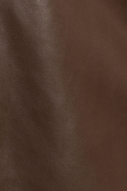 Haelee Faux Leather Skirt - Brown