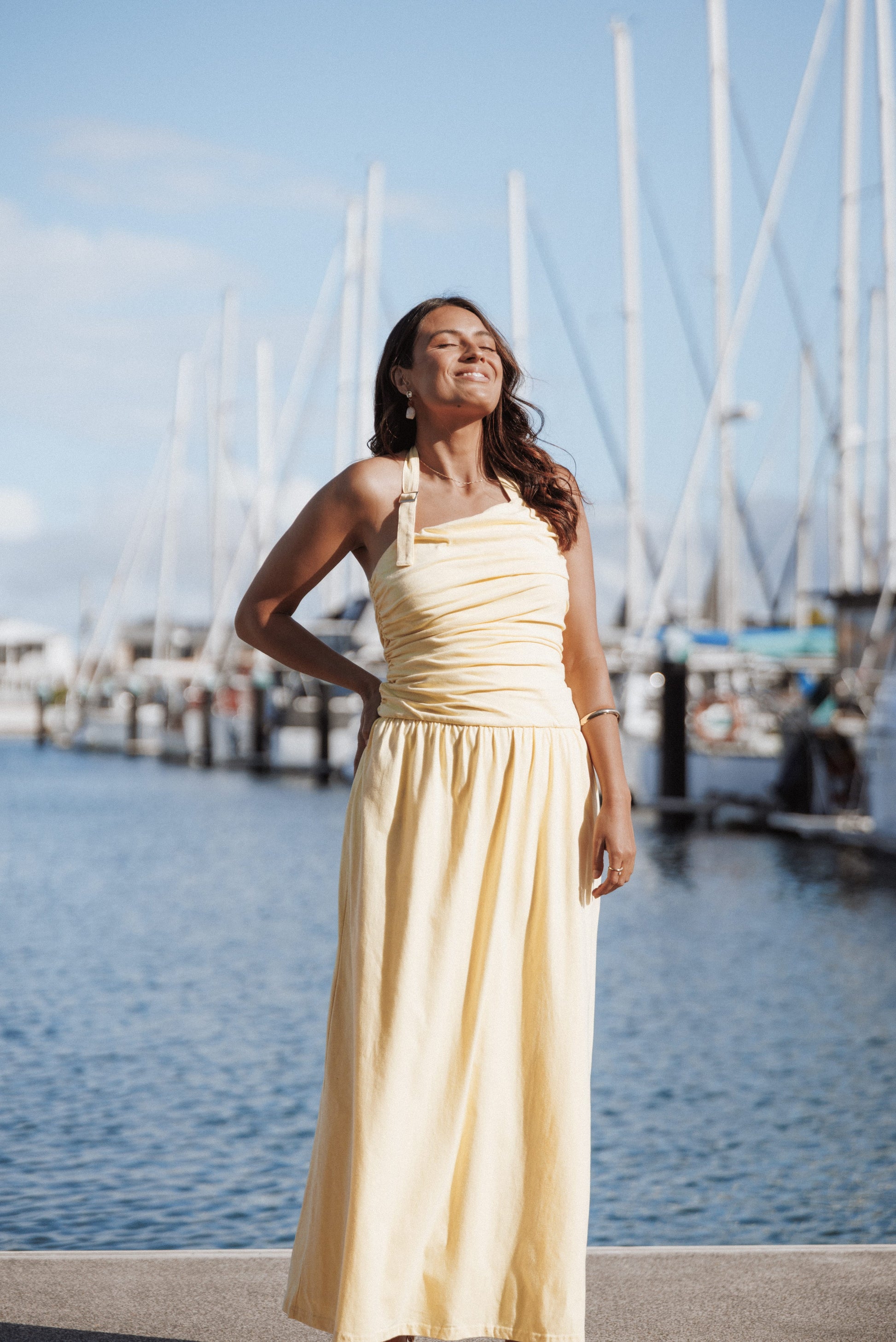 Emalia Halter Maxi Dress - Pale Yellow