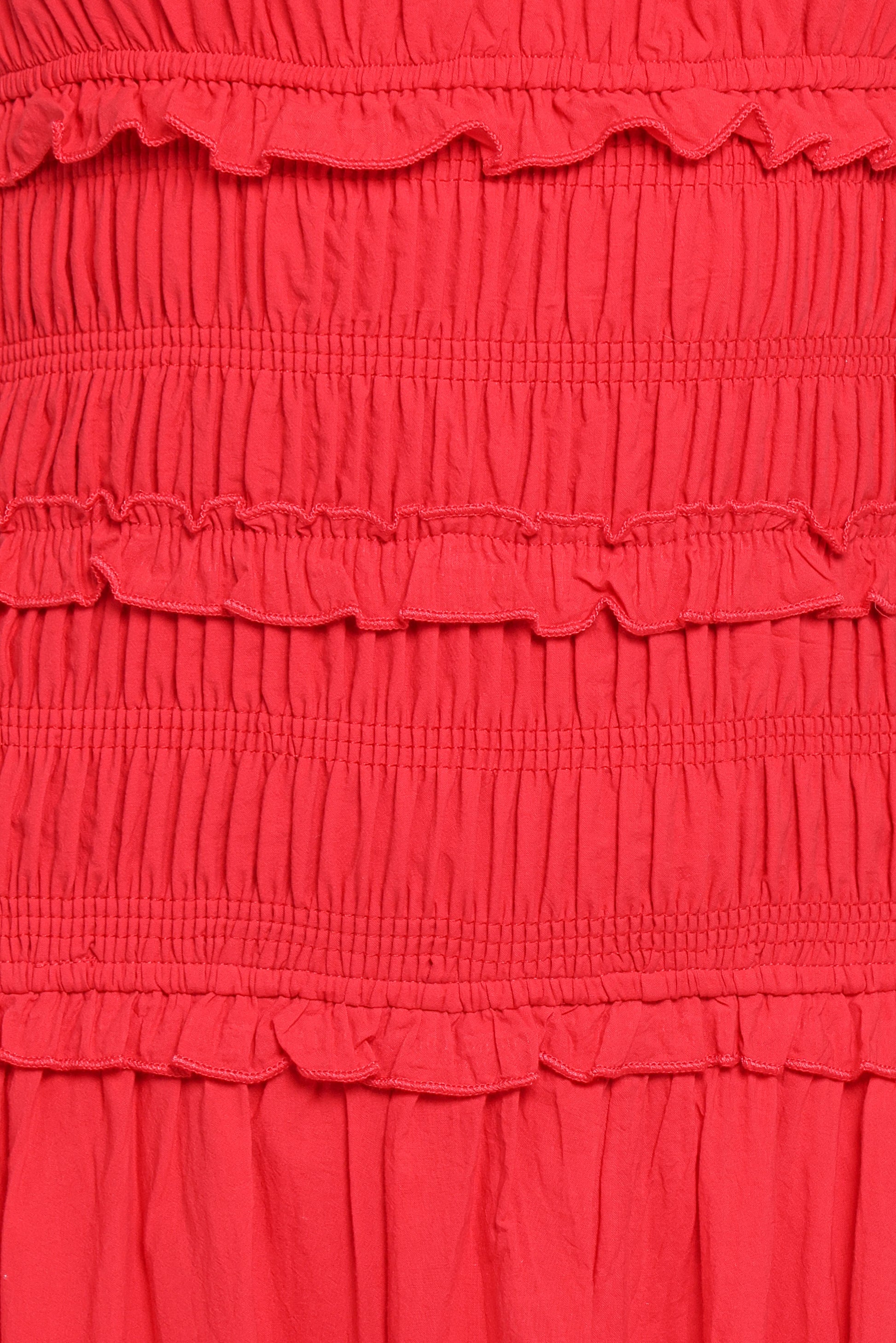 Enola Gather Midi Dress - Red
