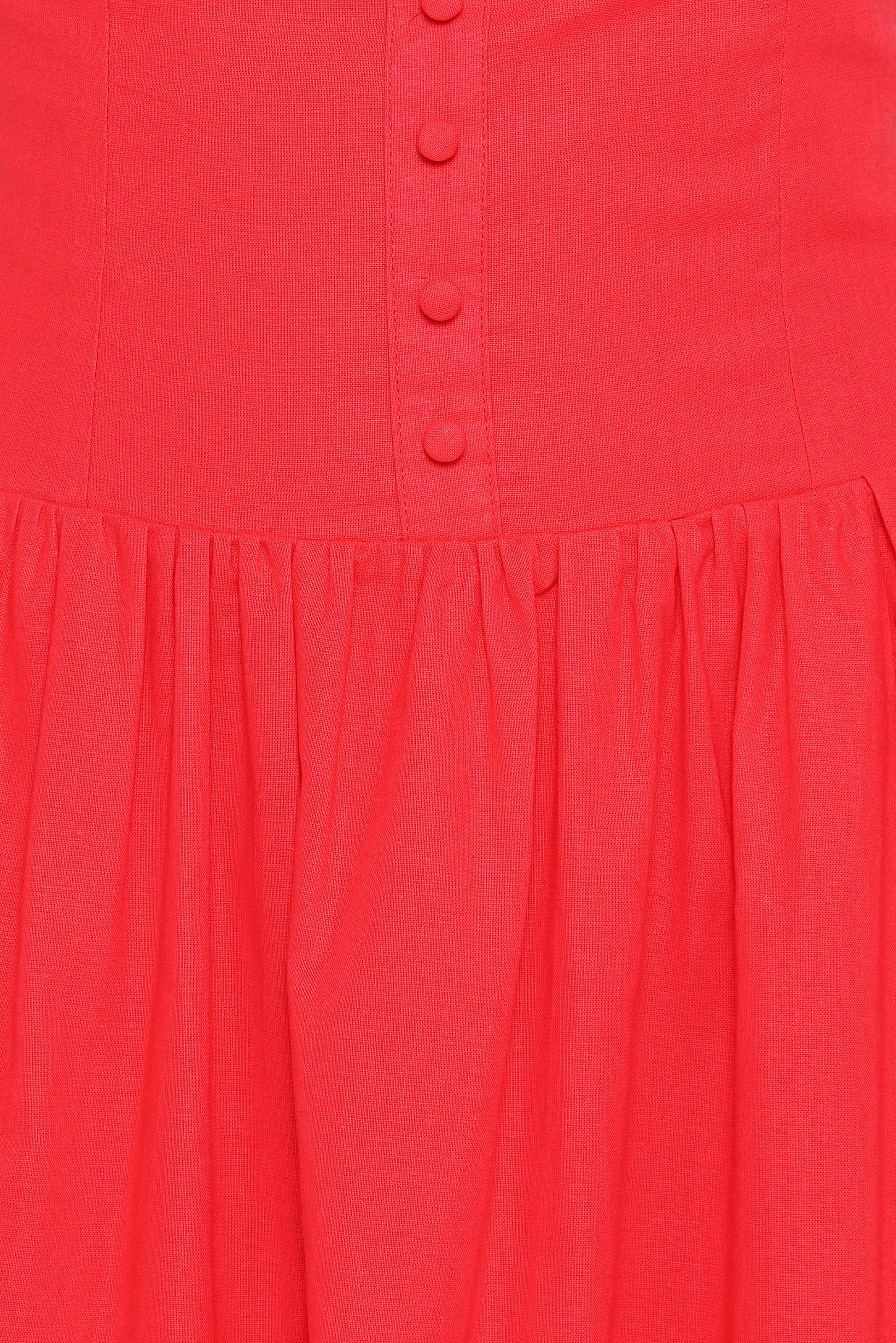 Evie Button Front Maxi Dress - Red