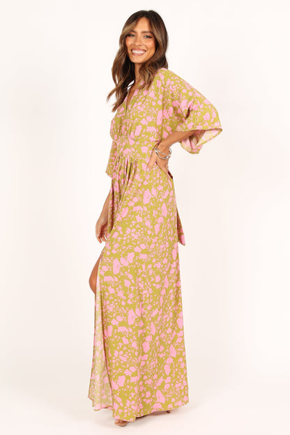 Fran Maxi Dress - Green/Pink