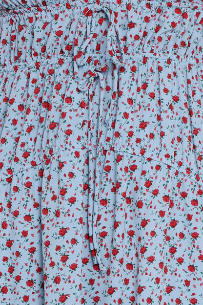 Freesia Midi Dress - Blue Red Floral