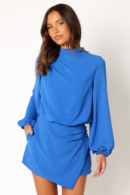 Galen Long Sleeve Romper - Paris Blue