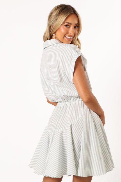 Ilsa Mini Dress - Sage Stripe
