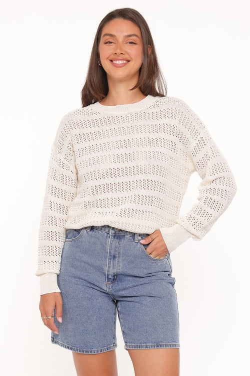 Flavia Open Stitch Sweater - Cream