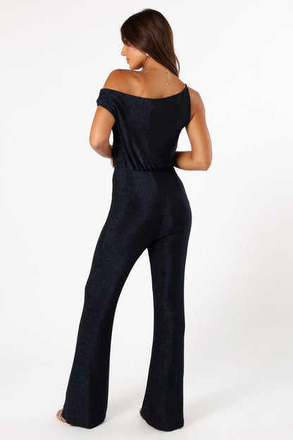 Heather One Shoulder Jumpsuit - Navy