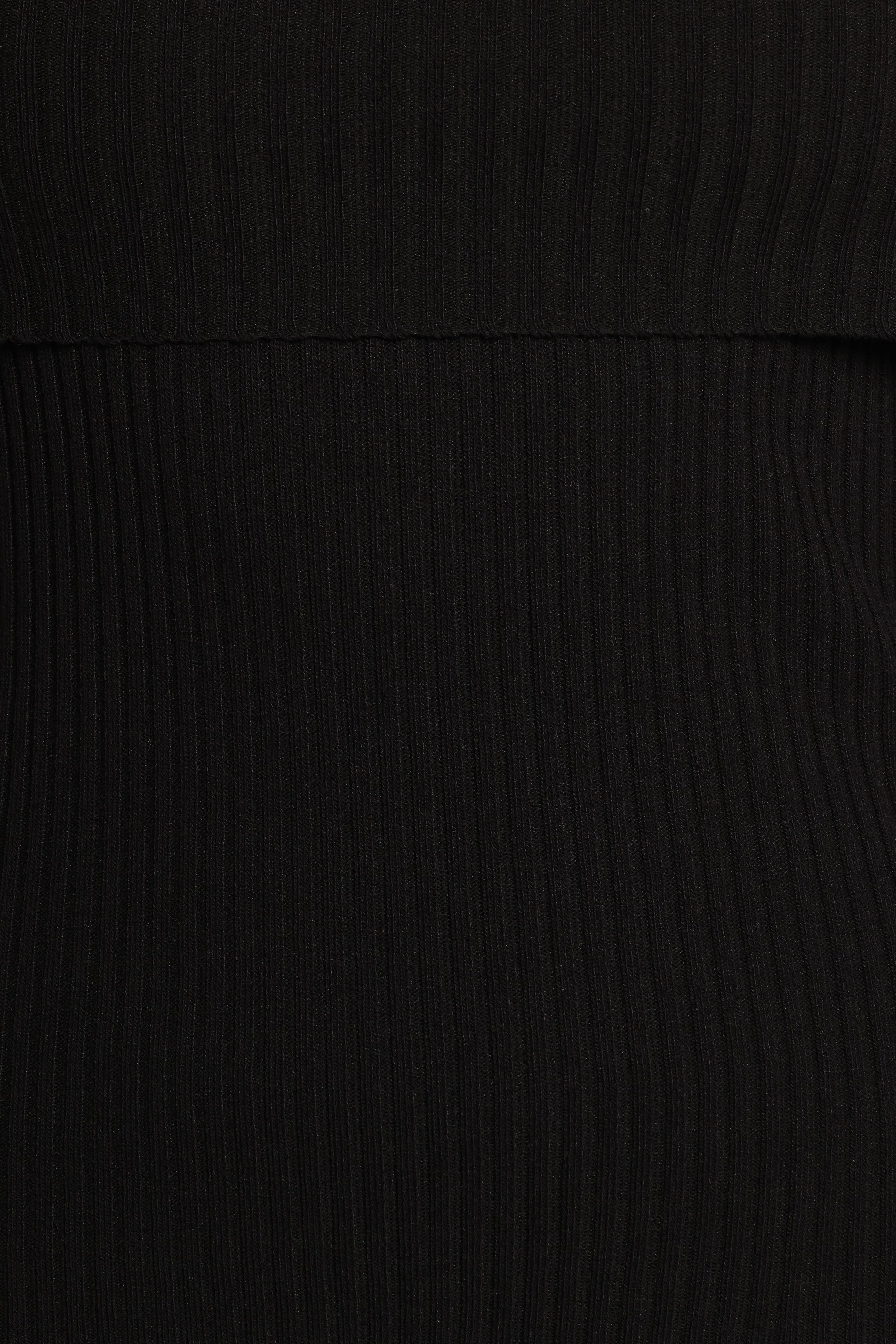 Gindie Ribbed Knit Off The Shoulder Pant Set - Black