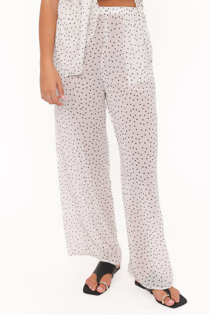Hazel Pant Set - Cream Polka Dot