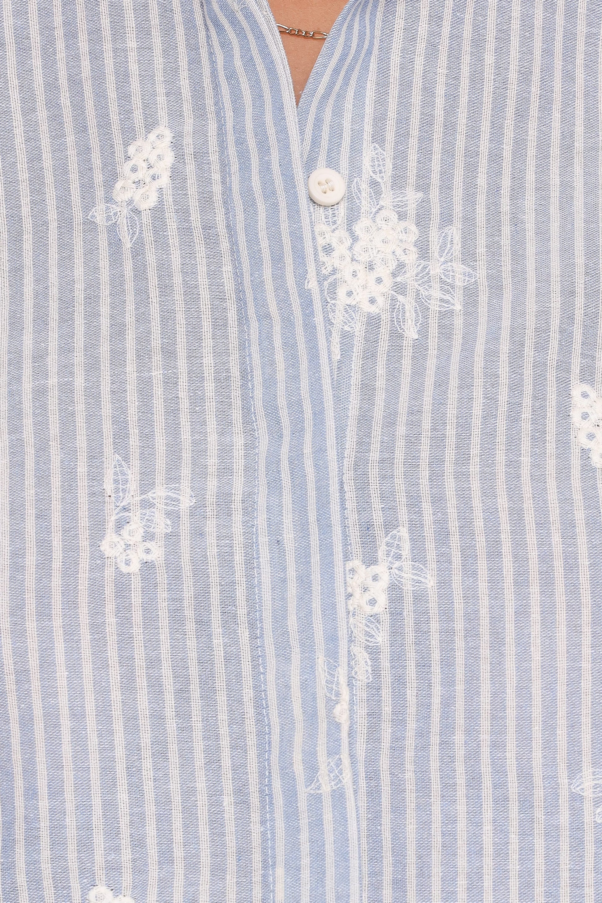 Floriana Tie Sleeve Shirt - Blue Stripe