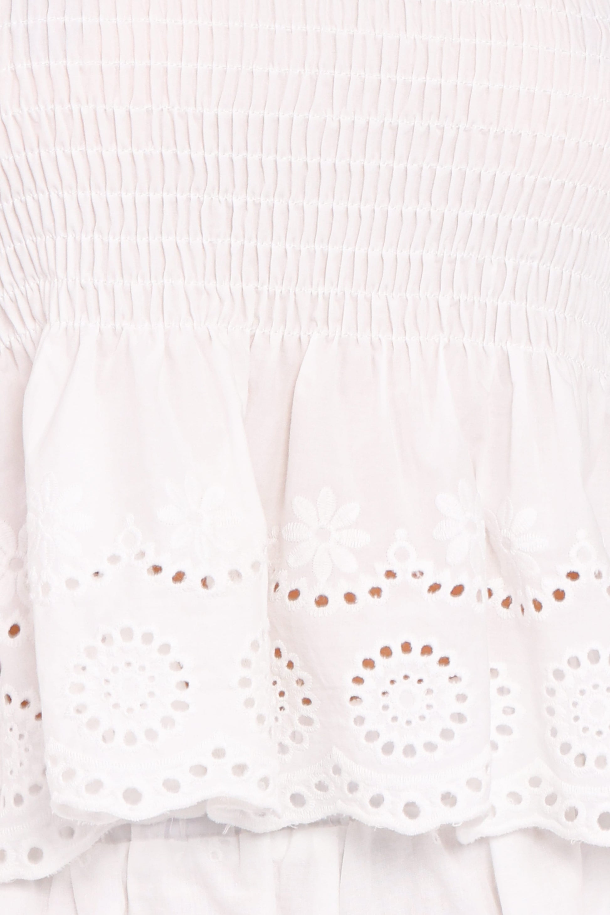Gretal Smocked Eyelet Top - White