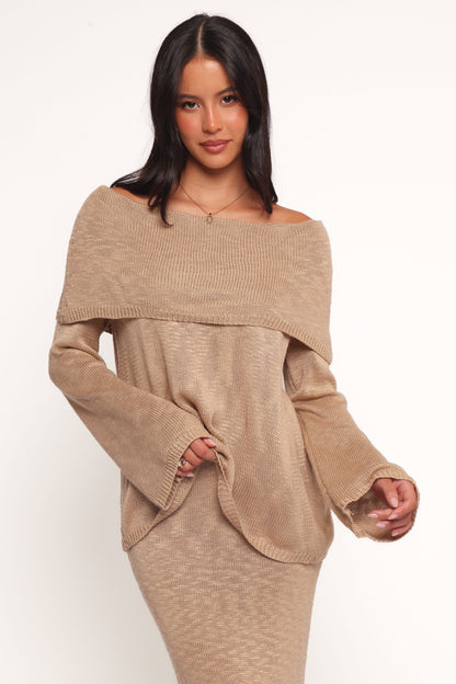 Indya Off Shoulder Top - Mocha