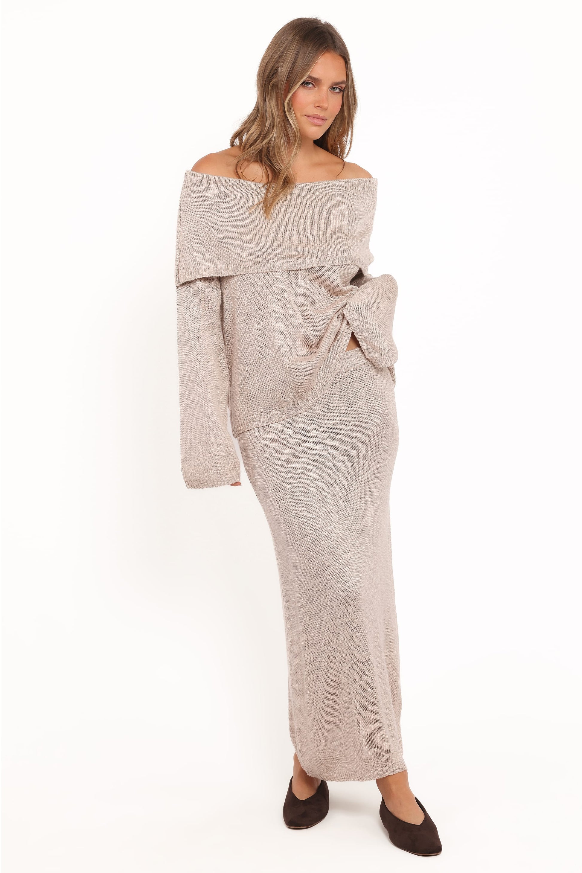 Indya Off Shoulder Top - Oatmeal