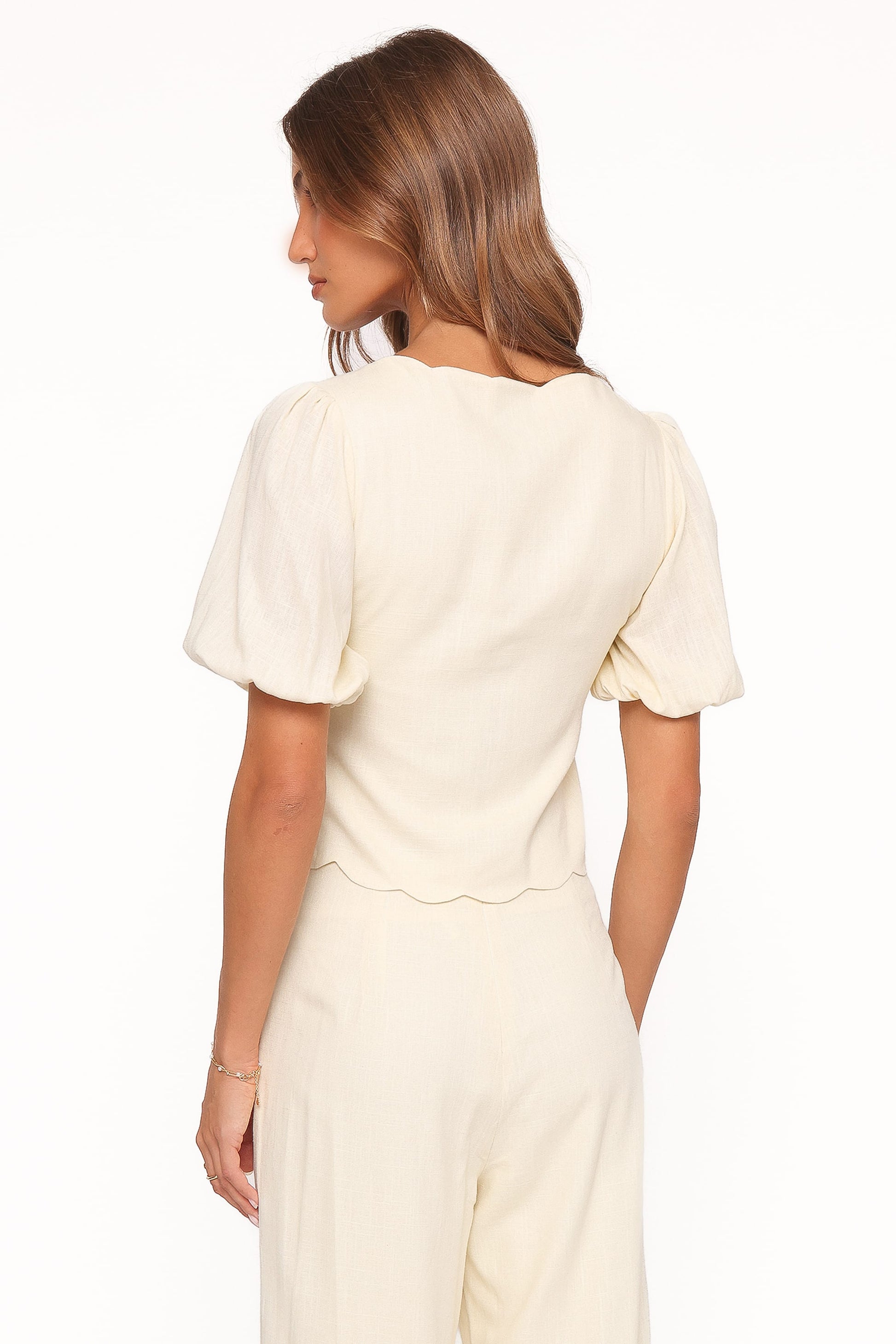 Jensen Scallop Hem Top - Butter Yellow