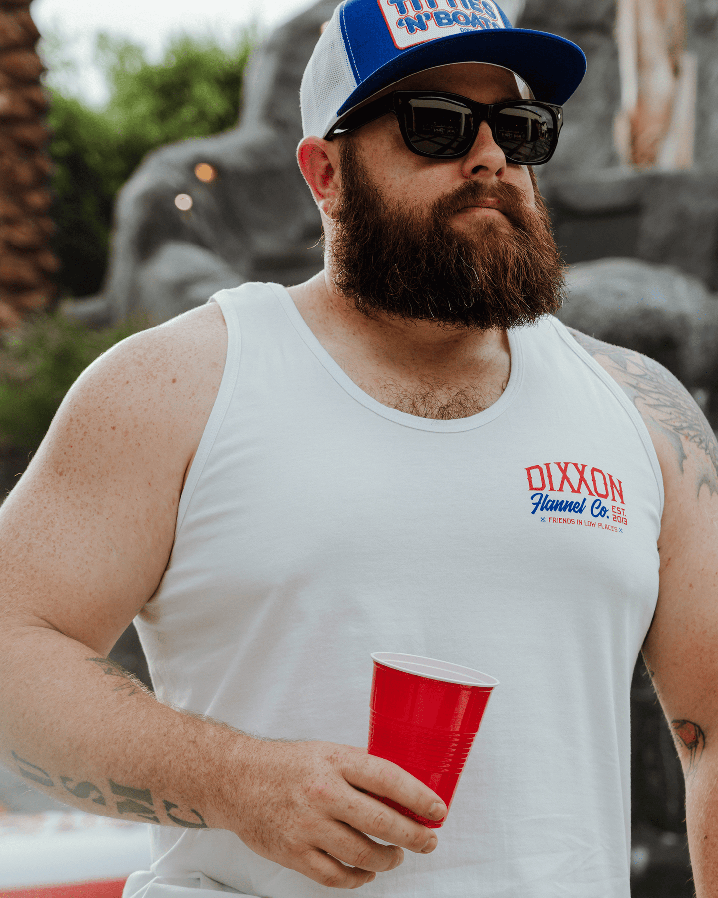 Red, White, & Blue Friends in Low Places Tank - White