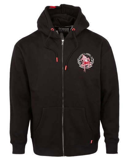 Red & White Otto Zip Up Hoodie - Black