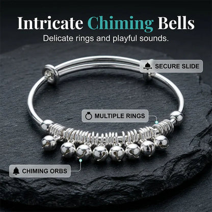Adjustable Silver Bell Charm Bangle Bracelet