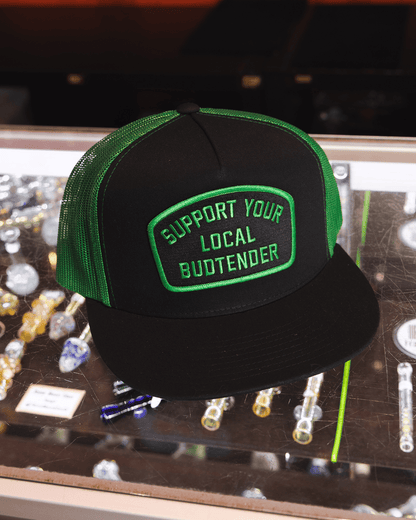 Support Your Local Budtender Flat Bill Trucker Snapback - Green