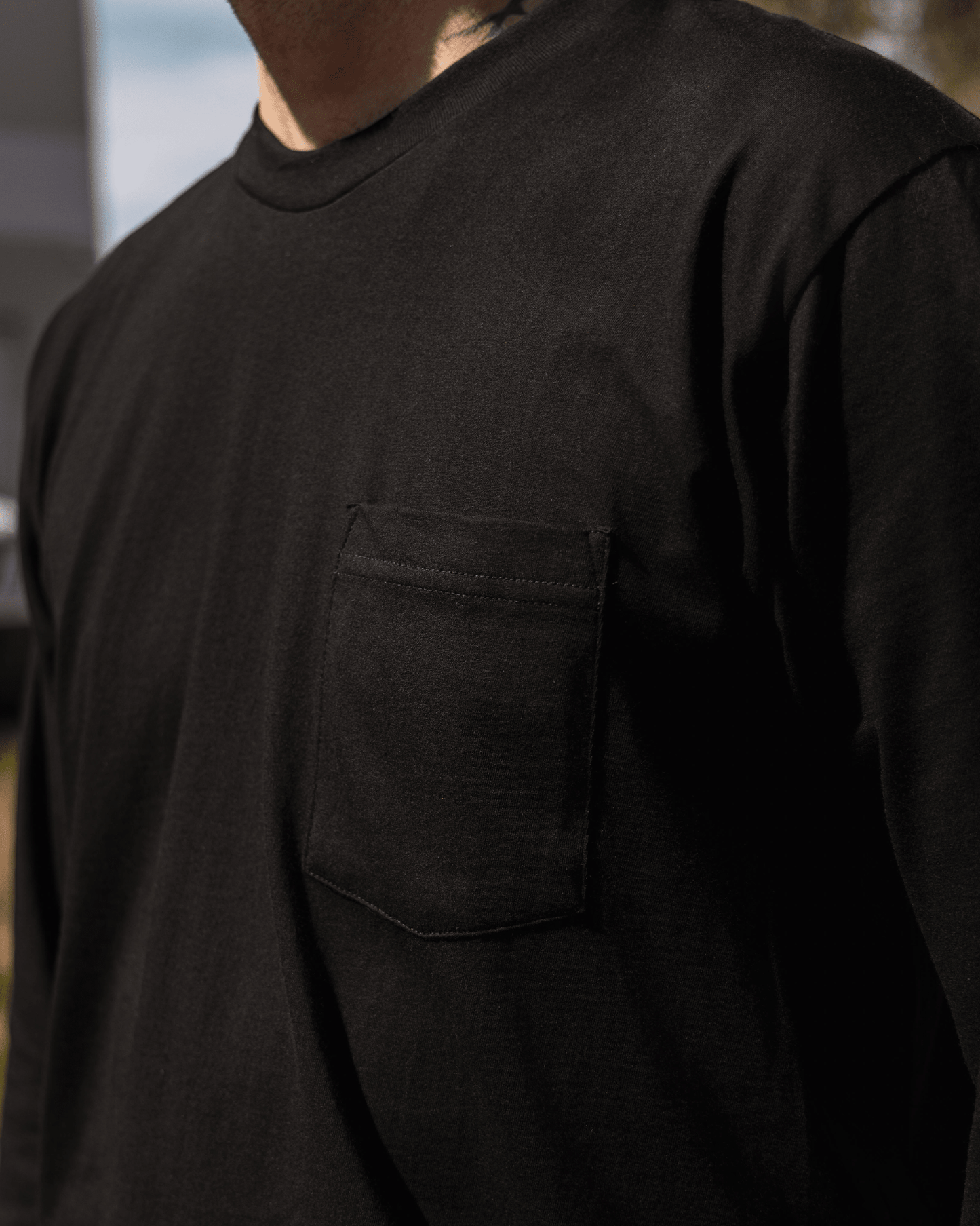 The Perfect Pocket Long Sleeve Tee - Black