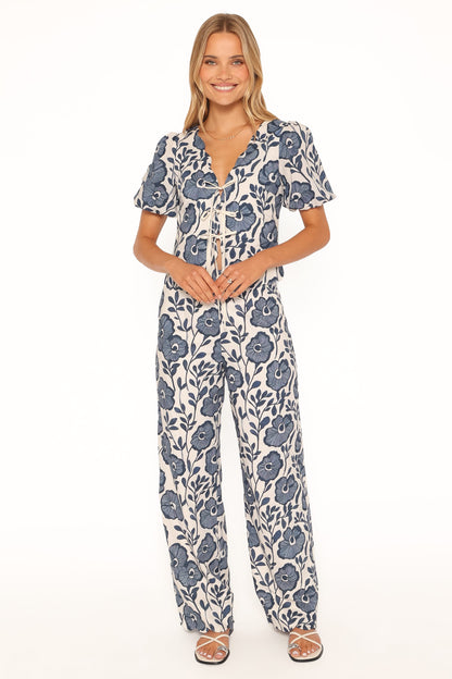 Jensen Scallop Hem Top - Blue Floral