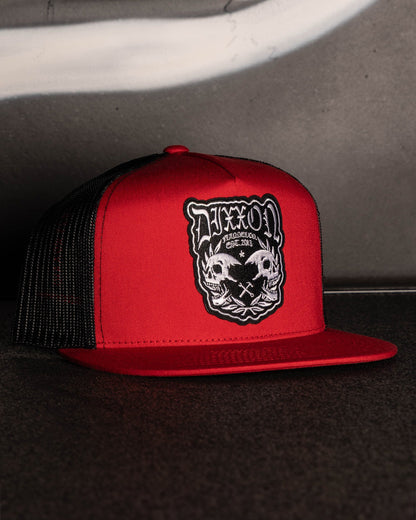 Two Faced Flat Bill Trucker Snapback - White & Black