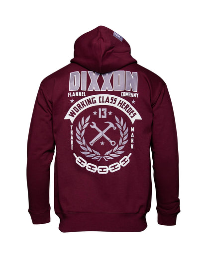 White & Gray Weld Zip Up Hoodie - Maroon