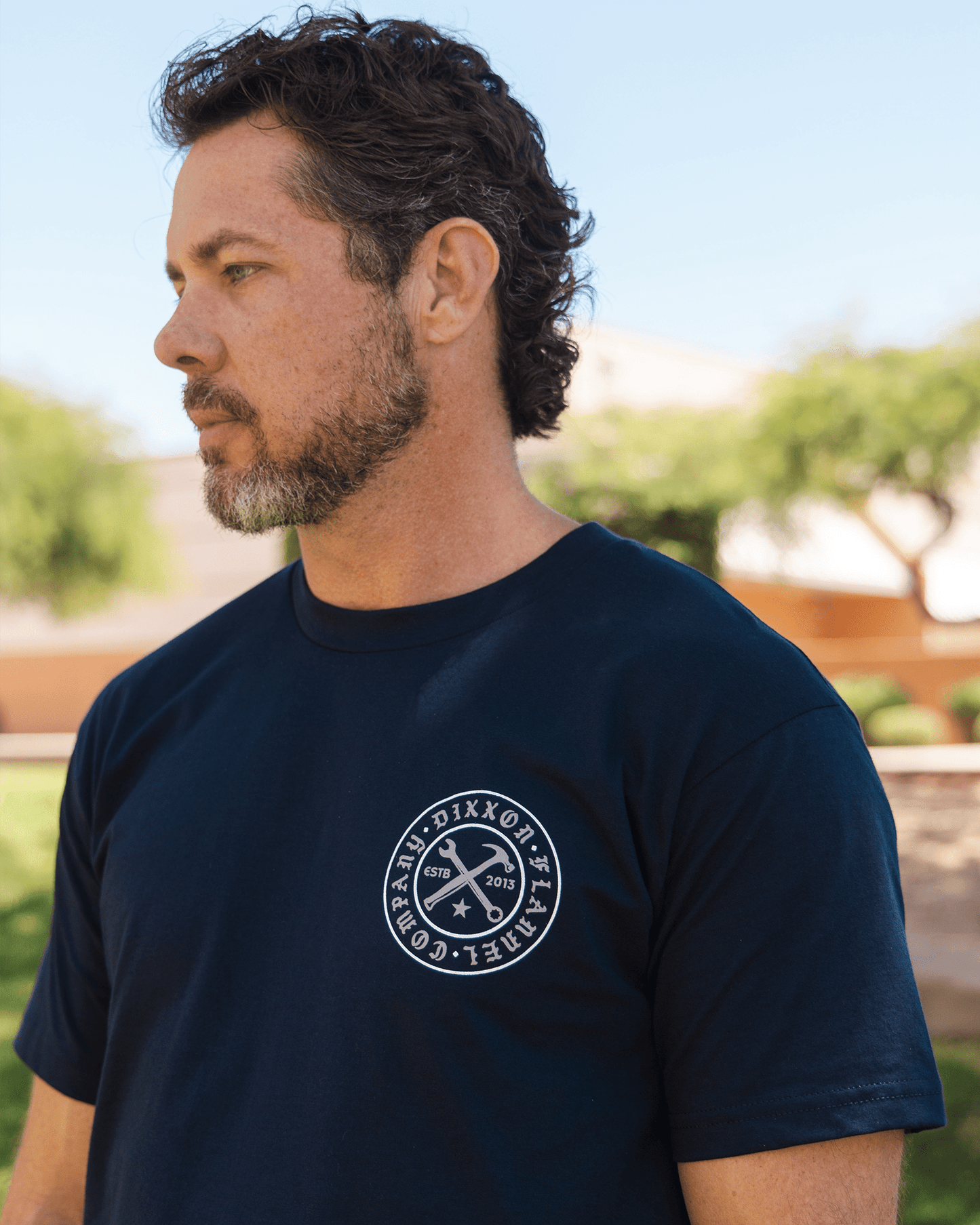 White Nameplate T-Shirt - Navy