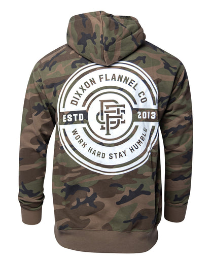 White Work Hard Badge Zip Up - Camo