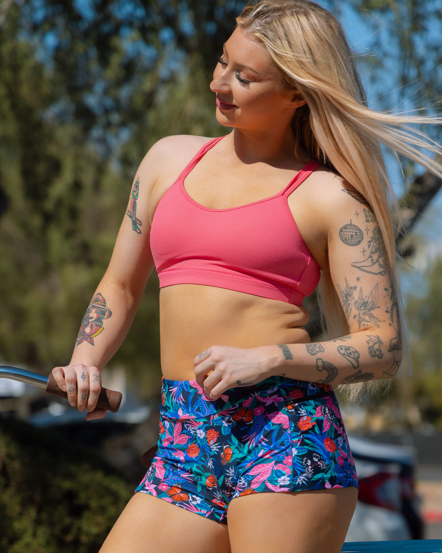 Women's Crossover Swim Shorts - Floral