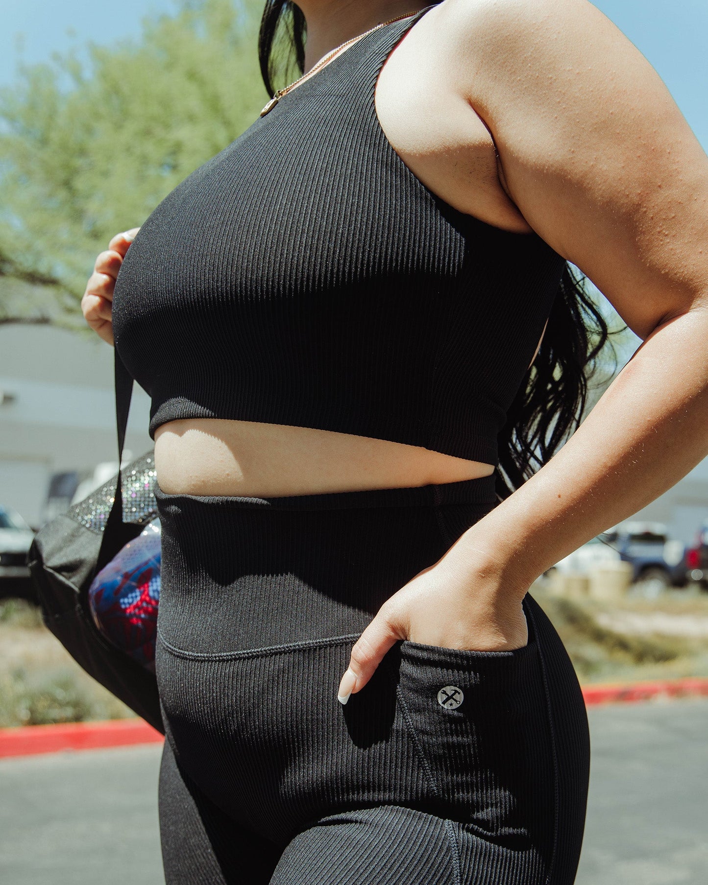 Women's Ribbed Crop Top - Black