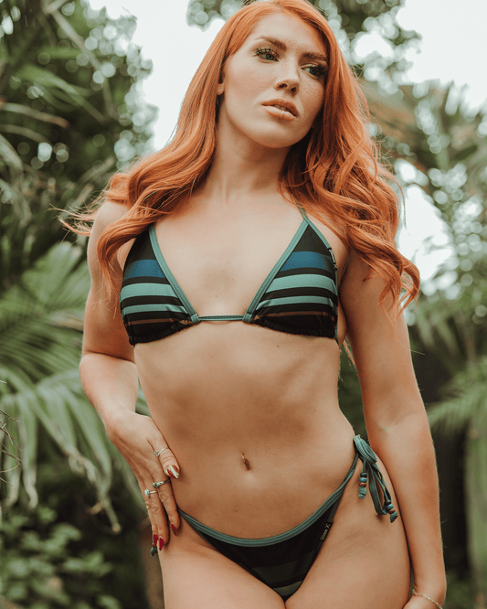 Women's Spicoli String Bikini Top - Green & Black