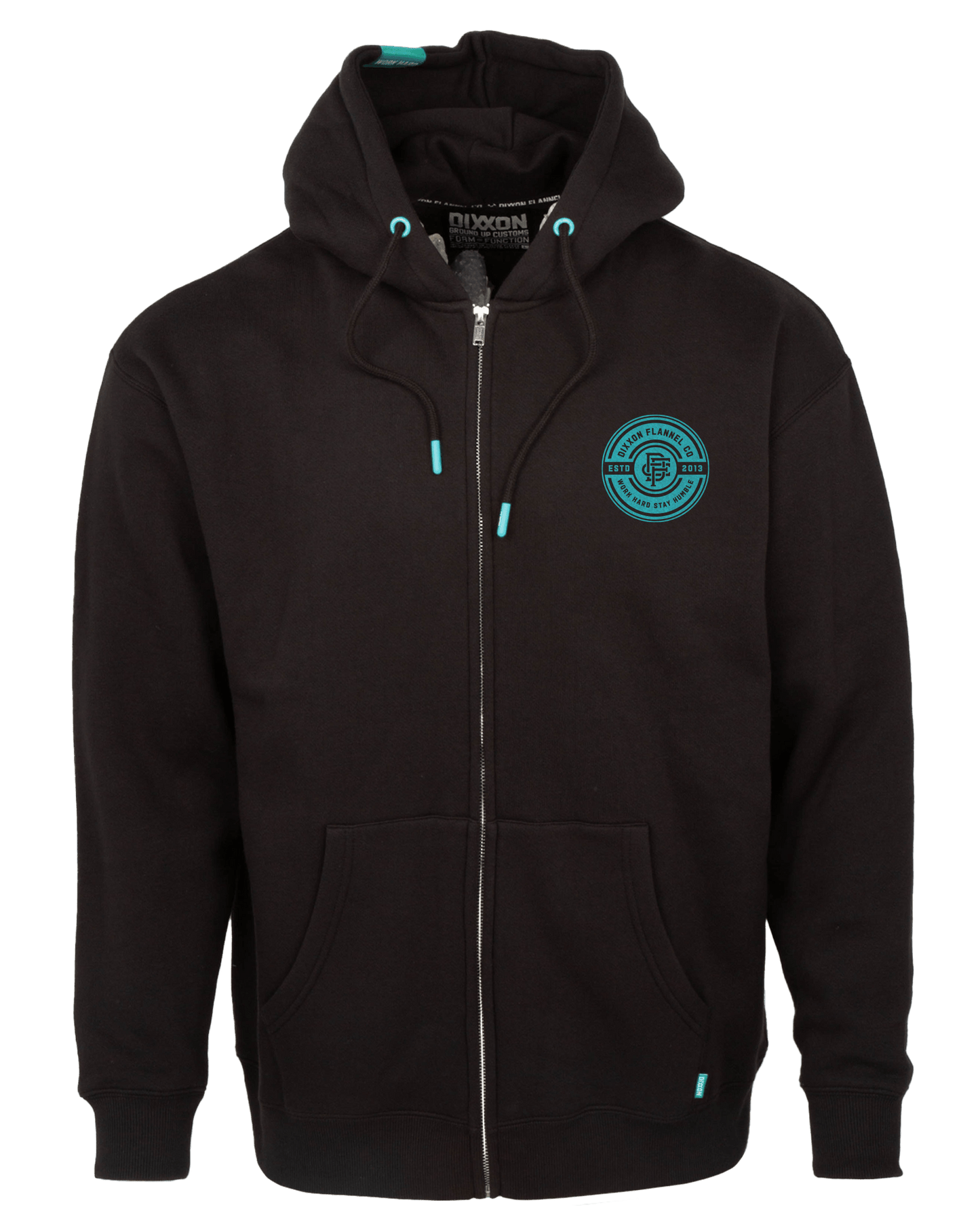 Women's Tiffany Work Hard Badge Zip Up Hoodie - Black