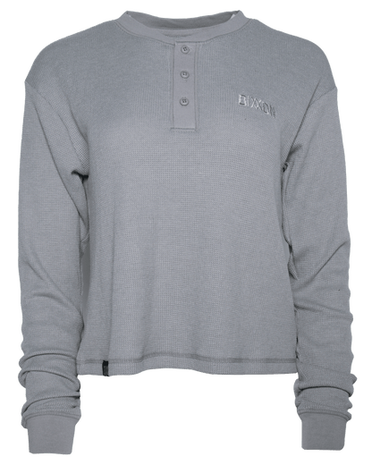 Women's Waffle Knit Long Sleeve Crop Tee - Light Gray