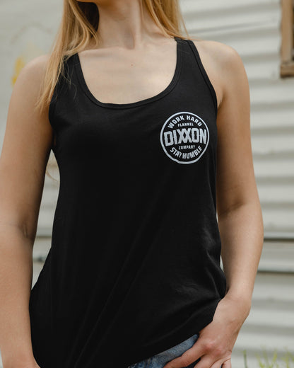 Women's White Nuevo Corpo Flowy Tank - Black