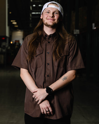 WorkForce Short Sleeve Work Shirt - Brown & Black
