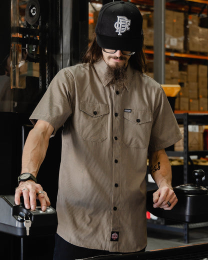 WorkForce Short Sleeve Work Shirt - Khaki & Black