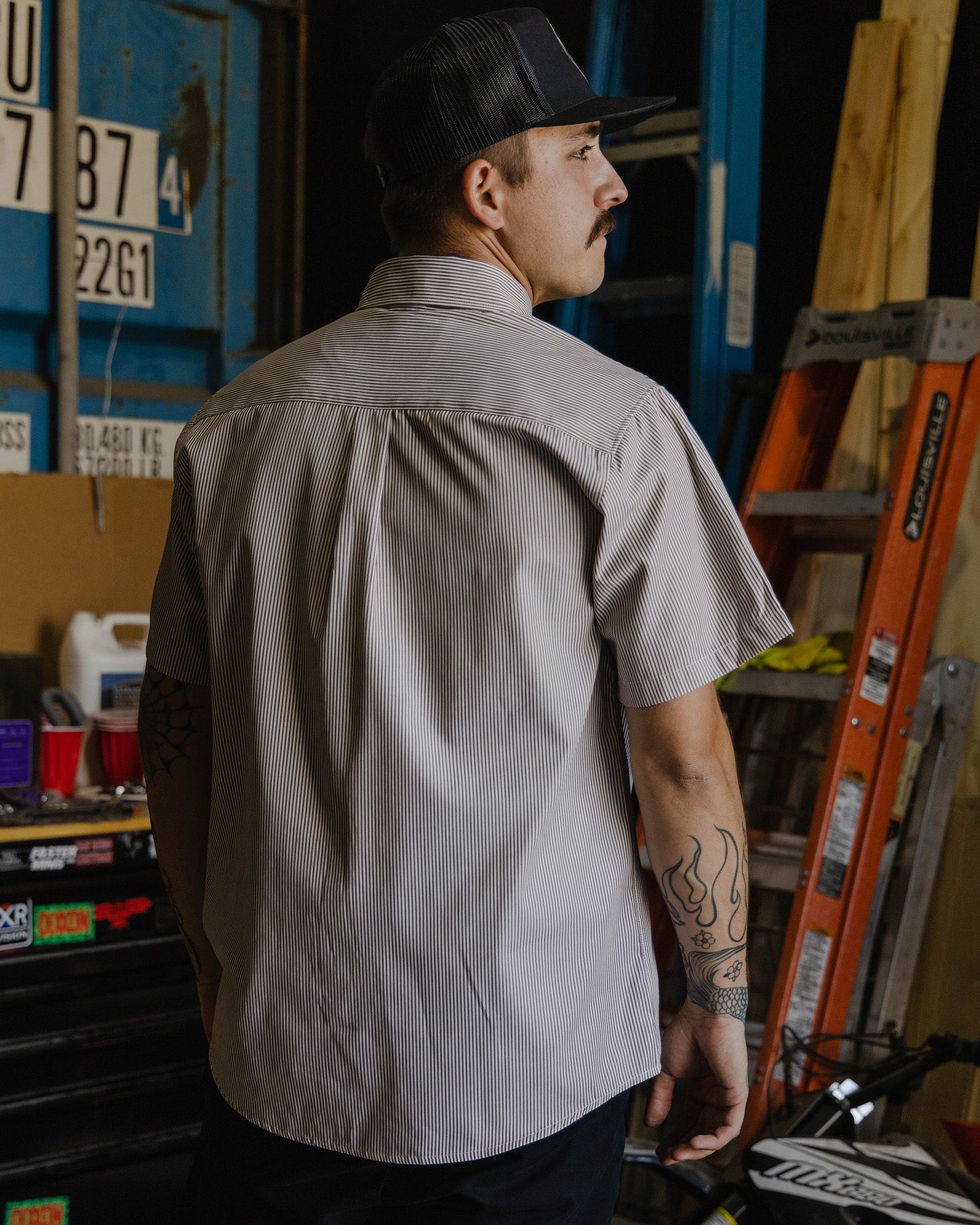 WorkForce Short Sleeve Work Shirt - White & Brown