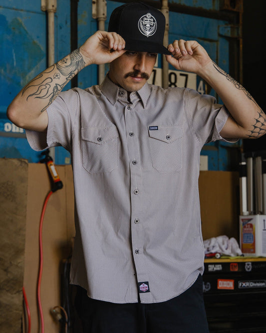 WorkForce Short Sleeve Work Shirt - White & Brown